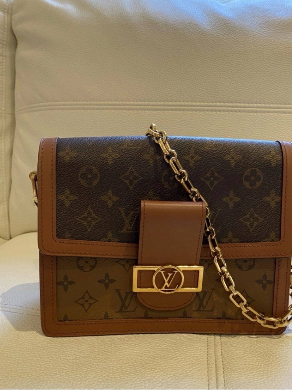Louis Vuitton Brown Monogram Shoulder Bag with Gold Chain